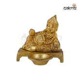 Brass Kubera Vilakku – 3.5 Inch Height | Wealth Lamp for Diwali, Pooja Room & Auspicious Decor